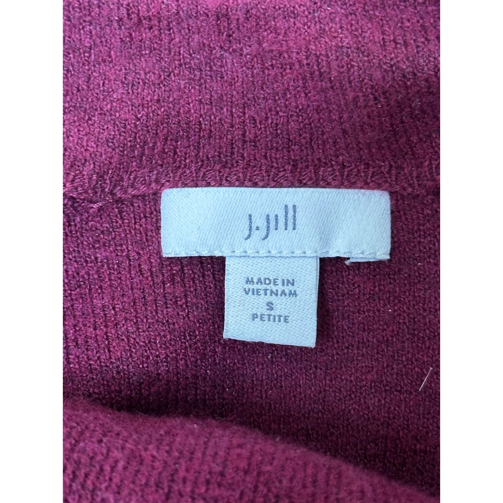 J.Jill Women's Burgundy Red Mock Neck Knit Sweater Top Size S Petite Long Sleeve - Picture 5 of 10
